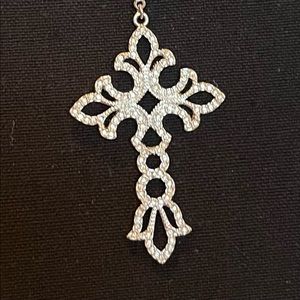 Crystal Pave Scroll Cross Pendant